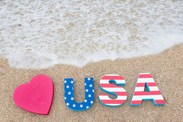 Patriotic USA background on the sandy beach