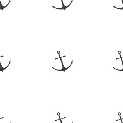 Anchor seamless pattern. Vector on white background.