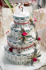 Money gift idea wedding cake made out of bills