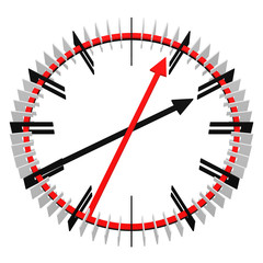 Clock face with long arrows.