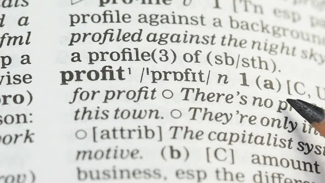Profit, definition in english vocabulary, financial literacy, income planning