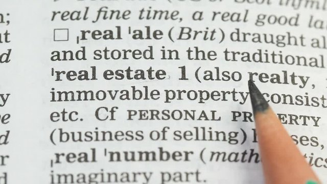 Real estate meaning on english vocabulary, house construction business, assets