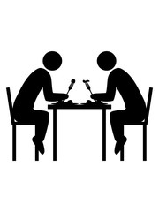 essen paar 2 freunde team dinner restaurant romantisch date hunger teller gabel sitzen stuhl tisch küche mittagessen clipart koch kochen lecker schürze grillen design