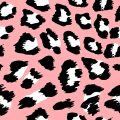 Tapeten Leopardenmusterdesign - lustige Zeichnung nahtloses Muster. Schriftzug Poster oder T-Shirt Textilgrafikdesign. / Tapeten, Geschenkpapier. © Zsuzsanna