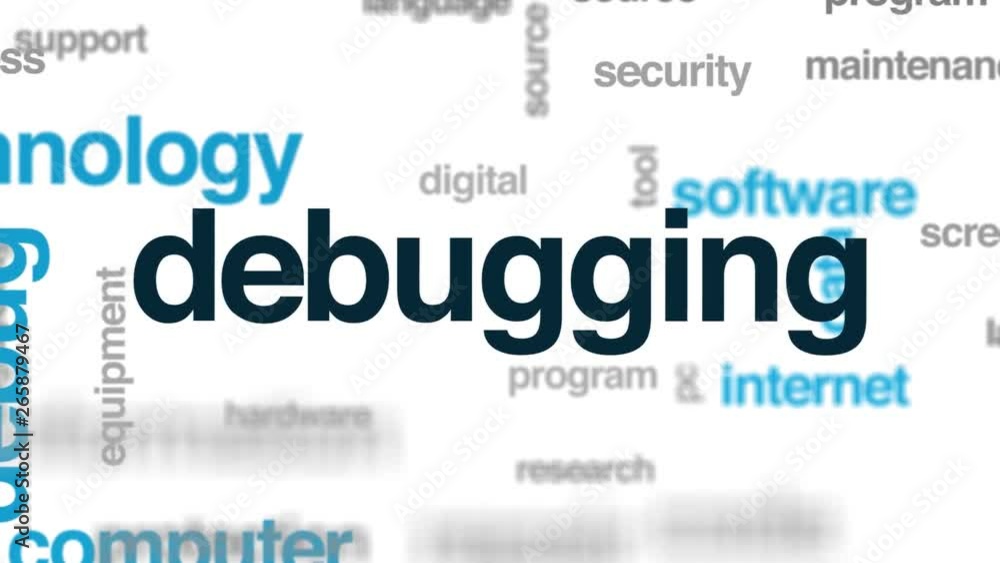 Poster debugging word cloud. kinetic typography.