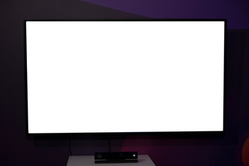Plasma TV screen on a dark background