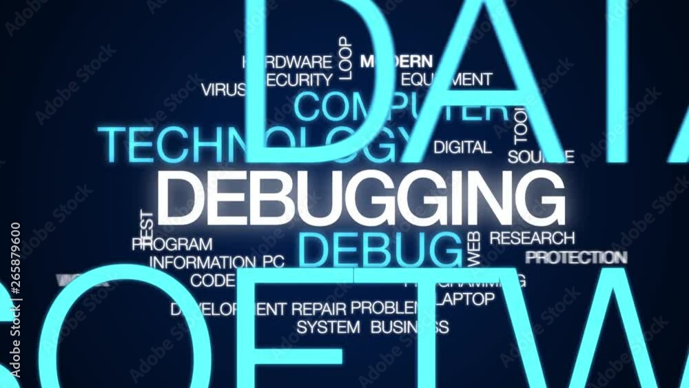 Poster debugging word cloud. kinetic typography.