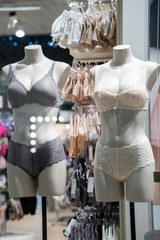 Underwear mannequins in a women's store window