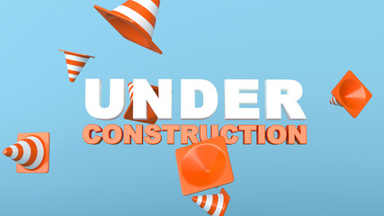 Under construction page background 3d rendering