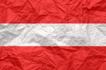 Austria flag on old crumpled craft paper.