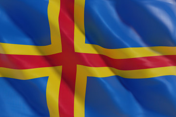 Fototapeta premium Åland Islands flag in the wind