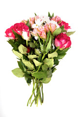 Beautiful bright bouquet over white background