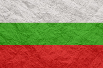 Bulgaria flag on old crumpled craft paper.