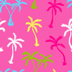 Fototapeta na wymiar Vector illustration of a hand drawn palm trees. Seamless vector pattern with tropical palm trees