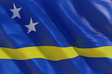 Curaçao flag in the wind