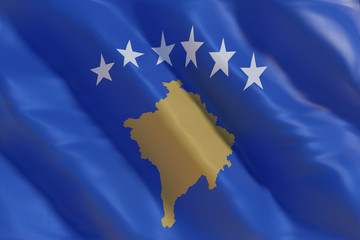 Kosovo flag in the wind.