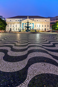 D. Maria II National Theatre Or Teatro Nacional D. Maria II, Rossio Square, Lisbon, Portugal