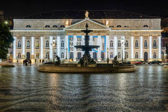 D. Maria II National Theatre Or Teatro Nacional D. Maria II, Rossio Square, Lisbon, Portugal