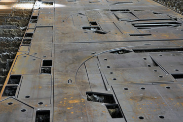 Fototapeta premium Plasma cutting at the factory. Cutting sheet metal.