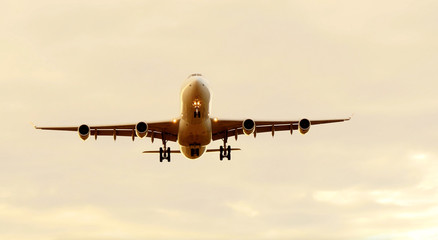 Fototapeta na wymiar Modern Passenger Aircraft Plane Airborne in Flight Take off
