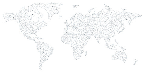 World Map - Global Technology and Business Connection