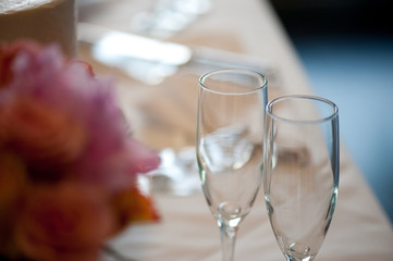 Empty Wedding Champagne Flutes