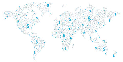 World Map - Global Money, Business and Connection