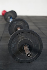 Obraz na płótnie Canvas weights on gym floor