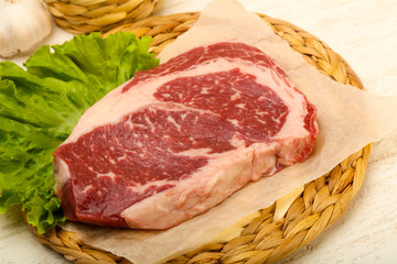 Rib eye raw steak