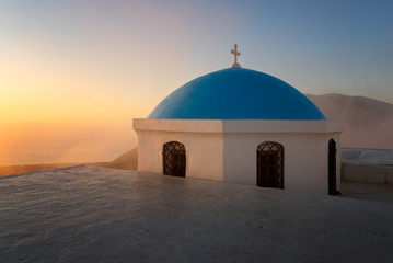 Fototapeta na wymiar Pyrgos Church Dome, Santorini, Greece, Europe