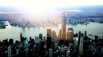 Fototapeta premium New York Cityscape View of Modern Urban Metropolis Skyscrapers Corporate Enterprise District Background