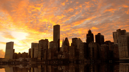 Fototapeta na wymiar New York Cityscape View of Modern Urban Metropolis Skyscrapers Corporate Enterprise District Background