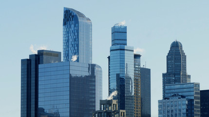 New York Cityscape View of Modern Urban Metropolis Skyscrapers Corporate Enterprise District Background