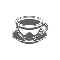 Coffee or tea cup with vector illustration silhouette Isolated on white background.