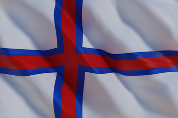 Fototapeta premium Faroe Islands flag in the wind