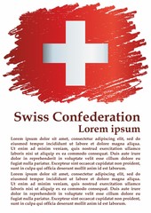 Flag of Switzerland, Swiss Confederation. Template for award design, an official document with the flag of Switzerland. Bright, colorful vector illustration.