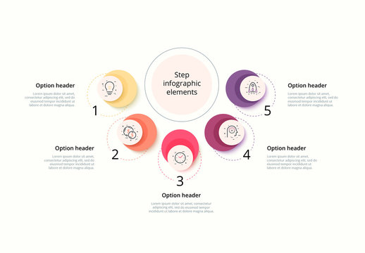 5 Step Infographic with Icons and Circles