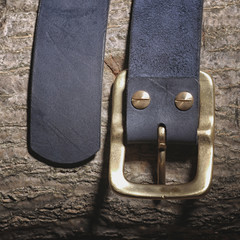 men's stylish leather belt close-up