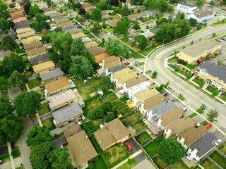 Aerial top view of road junction from above, automobile high way transportation in the city concept.