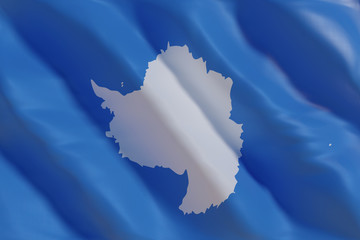 Antarctica flag in te wind