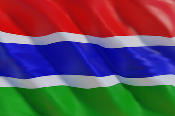 The Gambia flag in the wind