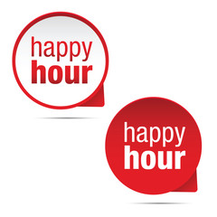 Happy hour sign label red