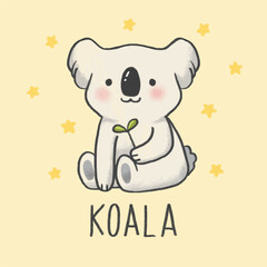Cute Koala cartoon hand drawn style © AomAm