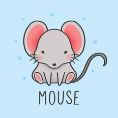 Cute Mouse cartoon hand drawn style