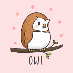 Cute Owl cartoon hand drawn style