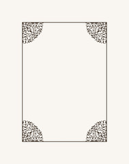 Vintage calligraphic frame. Black and white vector border of the invitation, diploma, certificate, postcard