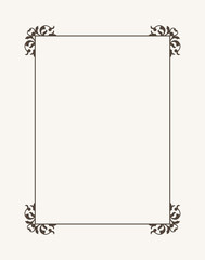 Vintage calligraphic frame. Black and white vector border of the invitation, diploma, certificate, postcard