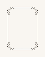 Vintage calligraphic frame. Black and white vector border of the invitation, diploma, certificate, postcard
