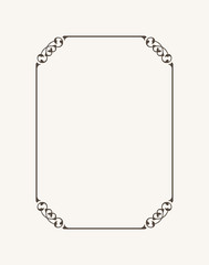 Vintage calligraphic frame. Black and white vector border of the invitation, diploma, certificate, postcard