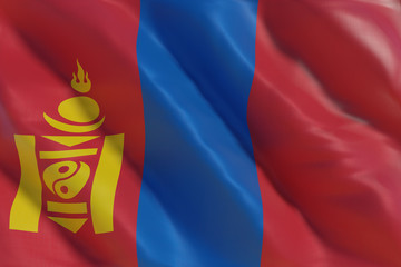 Mongolia flag in the wind